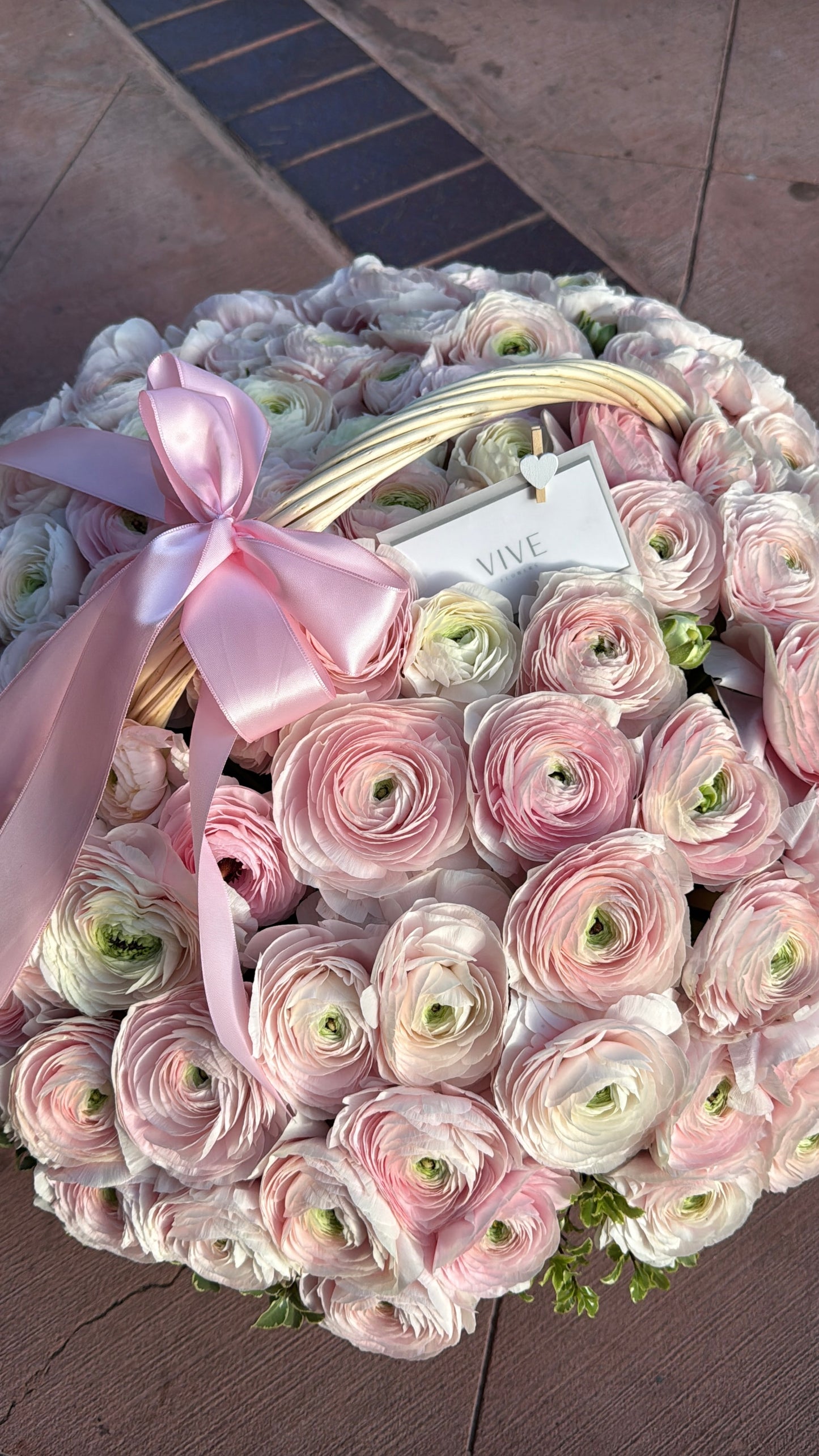No. 1021 Blush Ranunculus Basket